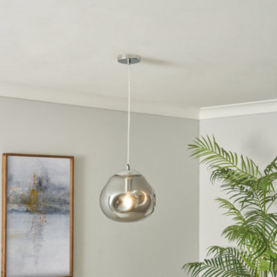 Litecraft Smoked Glass Chrome Dimple Ceiling Pendant from B&Q