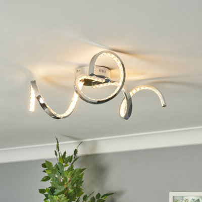 Litecraft Lacey Chrome 3 Arm Led Spiral Semi Flush Ceiling Light