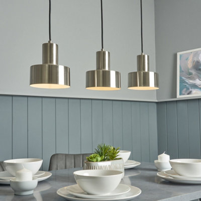 Litecraft Russ 3 Light Diner PendantBlack Nickel from B&Q