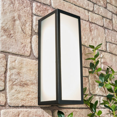 Litecraft Pictor Black Glass Panel Outdoor Wall Light from B&Q