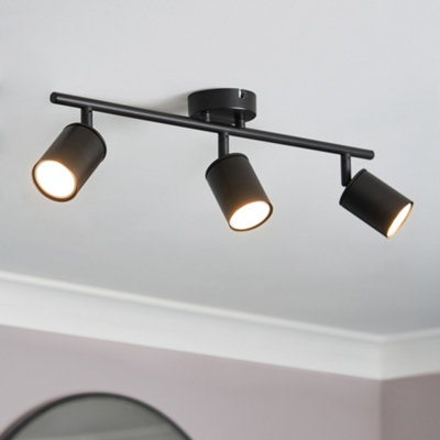 Litecraft Tanner Black 3 Light Ceiling Spotlight Bar from B&Q