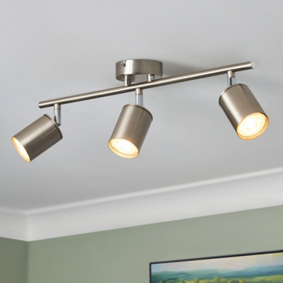 Litecraft Tanner Satin Nickel 3 Light Ceiling Spotlight Bar from B&Q