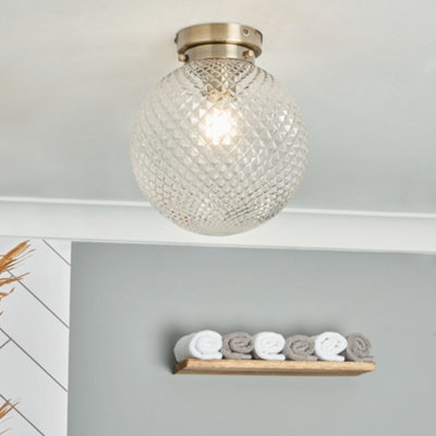 B&Q -  Merrilyn Antique Brass Bathroom Flush Ceiling Light