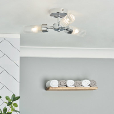 B&Q -  Mavis 3 Arm Chrome Semi Flush Bathroom Ceiling Light