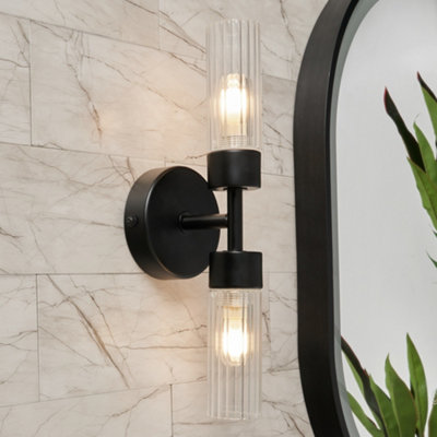 B&Q -  Mavis 2 Arm Black Bathroom Wall Light