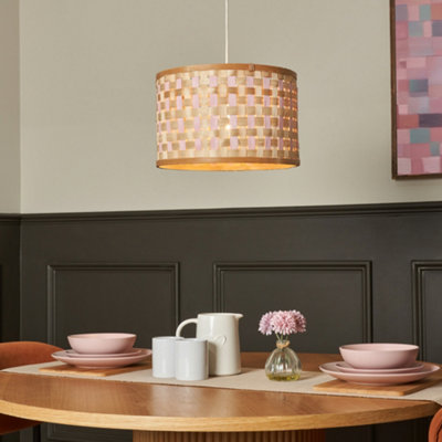 Litecraft Woven Drum Pink And Natural Easy To Fit Shade from B&Q