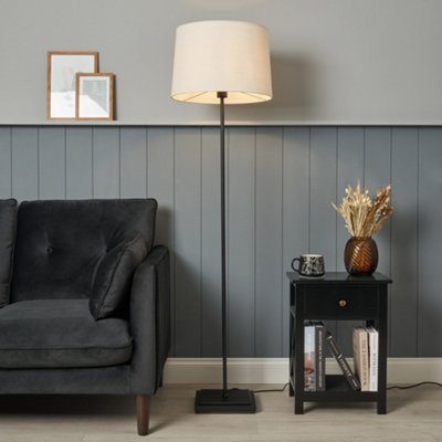 Litecraft Beck Black Floor Lamp With Ivory Shade from B&Q