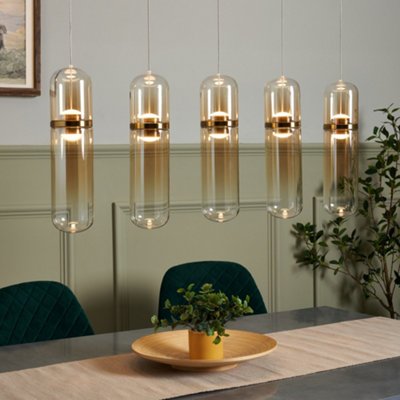 Litecraft Visconte Bjorn Champagne Led 5 Light Glass Diner Bar Pendant from B&Q