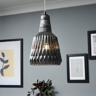 Litecraft Visconte Mikael Smoke Glass Ceiling Pendant Light from B&Q