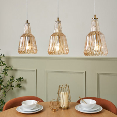 Litecraft Visconte Mikael Champagne 3 Light Glass Diner Bar from B&Q