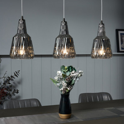 Litecraft Visconte Mikael Smoke 3 Light Glass Diner Bar from B&Q