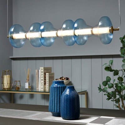 Litecraft Visconte Elias Sky Blue Led 6 Light Glass Diner Bar from B&Q
