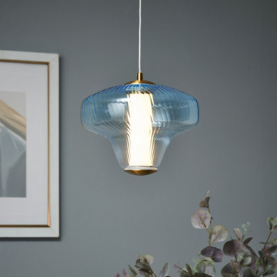 Litecraft Visconte Elias Sky Blue Led Glass Ceiling Pendant from B&Q