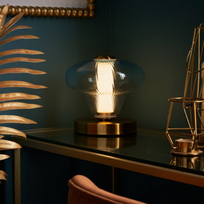 Litecraft Visconte Elias Sky Blue Led Glass Table Lamp from B&Q