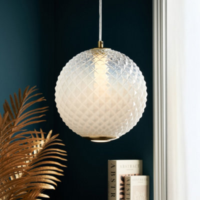 Litecraft Visconte Oskar Satin Brass Led Glass Ceiling Pendant from B&Q