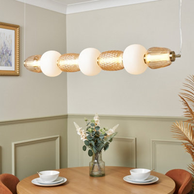 Litecraft Visconte Edvin Satin Brass 7 Light Glass Diner Bar from B&Q