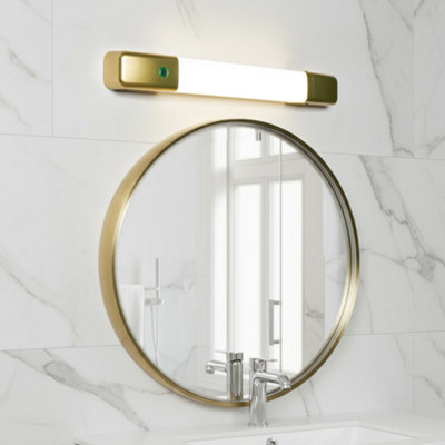 Litecraft Dimmable Brushed Brass Led Bathroom Shaver Wall Light
