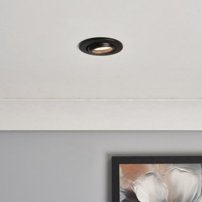 B&Q -  Marlowe Round Black Ip65 Fire Rated Tiltable Bathroom Downlight