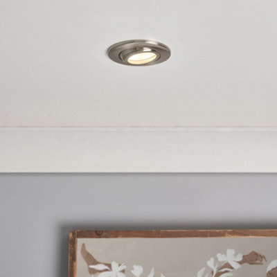 Litecraft Marlowe Round Satin Nickel Ip65 Fire Rated Tiltable Bathroom Downlight from B&Q