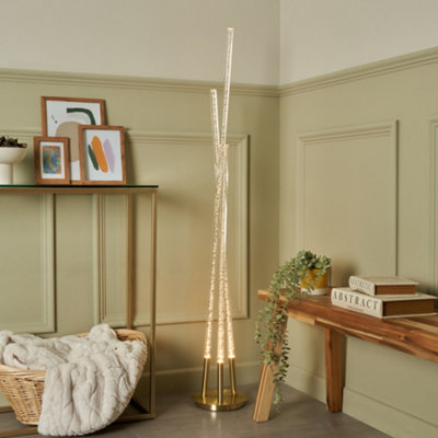 Litecraft Paige Floor Lamp Bubble Injected Integrated LED 3 Light - Satin Brass - Image 3
