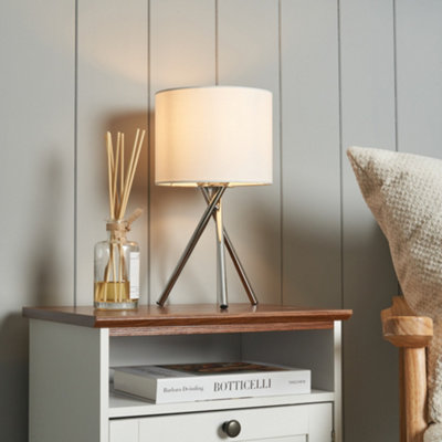 Litecraft Orla Chrome Tripod Bedside Table Lamp from B&Q