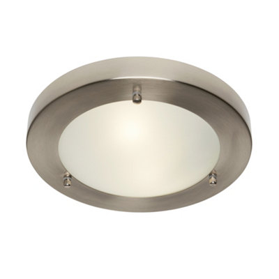 Litecraft Mari Satin Nickel Flush Bathroom Ceiling Light from B&Q