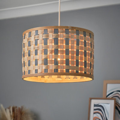 Litecraft Woven Drum Grey And Natural Easy To Fit Shade from B&Q