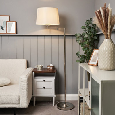 Litecraft Saffron Polished Nickel Swing Arm Floor Lamp from B&Q