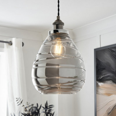 Litecraft Rita Smoke Ripple Glass Easy Fit Shade from B&Q
