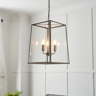 Litecraft Emery Large 3 Light Lantern Adjustable Ceiling Pendant, Brushed Chrome - Image 3