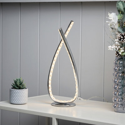 LITECRAFT Jaylin Sculptural Crystal Effect Chrome 11 Watt Integrated LED Table Lamp - Image 3