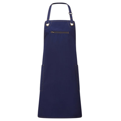 Premier Unisex Adult Barley Sustainable Contrast Stitching Full Apron Navy/camel (One Size)