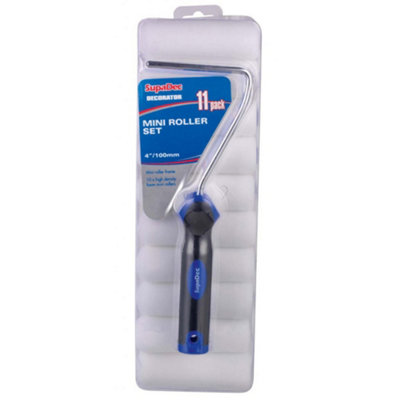 Supadec Mini Paint Roller Set (Pack Of 11) Blue/black (One Size) from B&Q