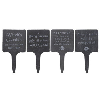 Something Different Unisex Black Gothic Garden Plaque Set (Pack Of 4) In 4In - Image 3