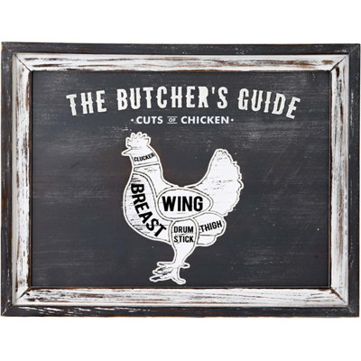 Hill Interiors Butchers Cuts Chicken Plaque White/grey (45Cm X 3Cm X 58Cm) from B&Q