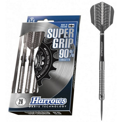 Harrows Supergrip Tungsten Darts (Pack Of 3) - Silver/Black / 22G - Image 3