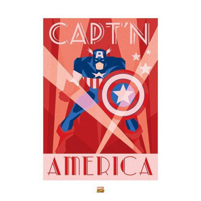 Marvel Captain America Logo Print Red/blue (80Cm X 60Cm) from B&Q