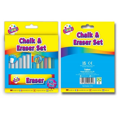 Artbox Chalk And Eraser Set (Pack Of 25) Multicoloured (One Size) from B&Q
