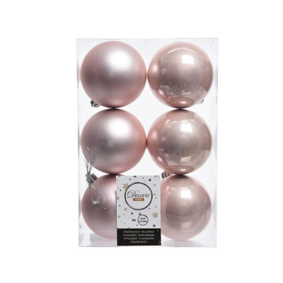 Kaemingk Plain Christmas Bauble (Pack Of 6) Blush Pink (8Cm) from B&Q