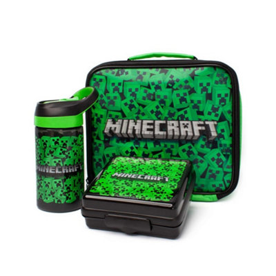 Minecraft Lenticular Creeper Lunch Bag Set Green/black (One Size) from B&Q