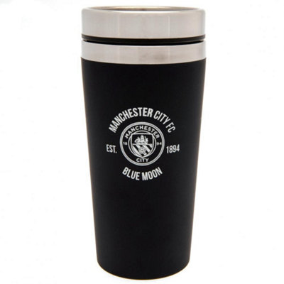  - Manchester City Fc Executive Crest Travel Mug Black/silver (One Size)
