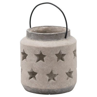 Hill Interiors Bloomville Stone Star Candle Lantern Stone (19Cm X 18Cm X 18Cm) from B&Q