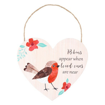 Something Different Loved Ones Robin Heart Plaque - Cream/Red/Brown - Image 3