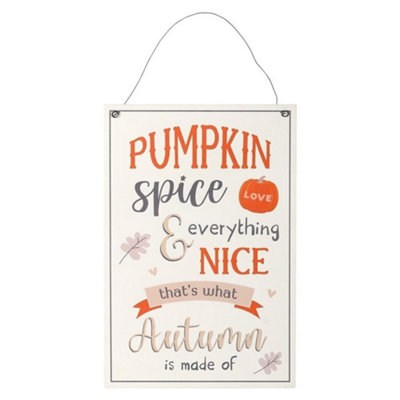 Something Different Pumpkin Spice Mdf Plaque Off White/orange/grey (One Size) from B&Q