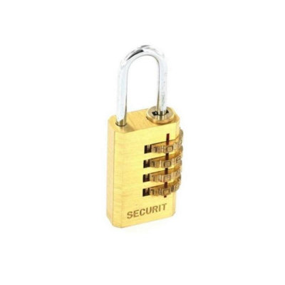 Securit Br Combination Padlock Gold/silver (20mm) from B&Q