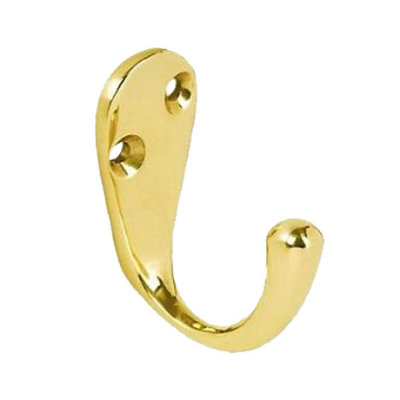 Securpak Coat Hook (Pack Of 2) Gold (50mm) from B&Q