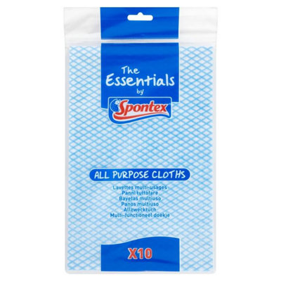 B&Q -  Essentials Cleaning Cloths (Pack Of 10) Blue/white (One Size)