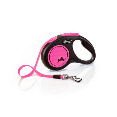 Flexi Small Neon Taped Retractable Dog Lead Neon Pink (5M) from B&Q