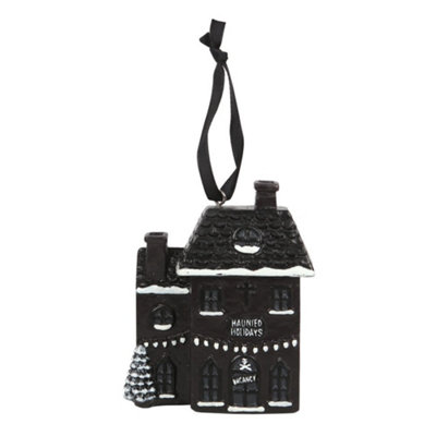 Something Different Haunted Holiday Resin House Christmas Decoration Black/white (One Size)