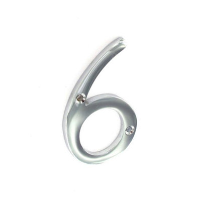 Securit 6 Chrome Door Number Chrome (75mm) from B&Q